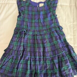 Crewcuts Plaid Dress with Ruffles in Blue and Green